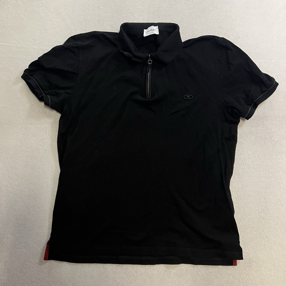 Salvatore Ferragamo Polo Shirt Men's Size Tag 3XL Fits Large Black Made in Italy